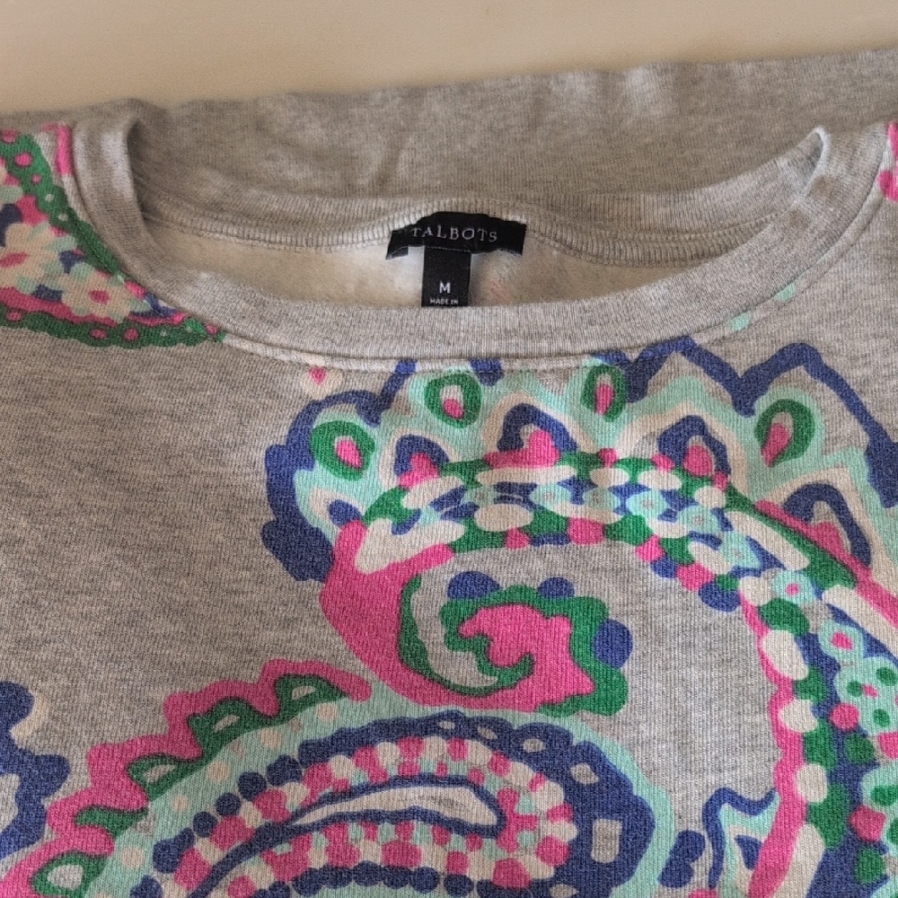 Talbots Gray Paisley Sweatshirt